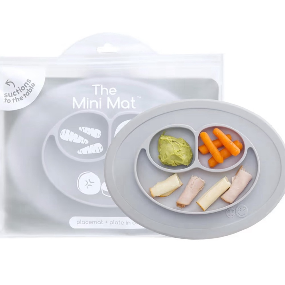 EZPZ Gray Silicone Suction Mat for Kids